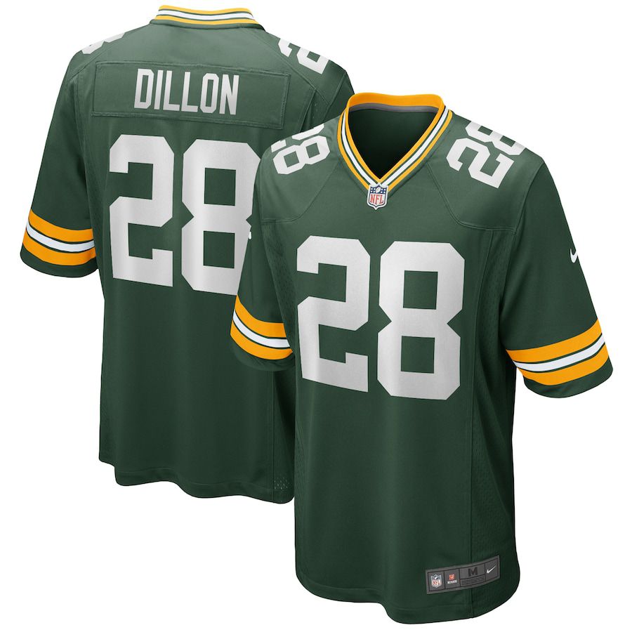 Men Green Bay Packers #28 AJ Dillon Nike Green Game Player NFL Jersey